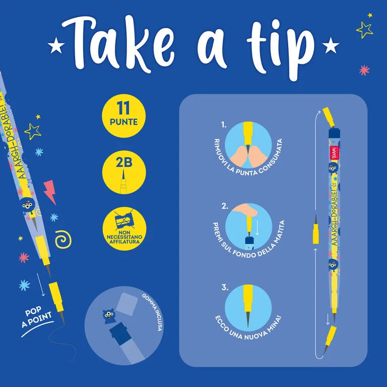 Matite Impilabili con Gomma Monster - Take A Tip LEGAMI