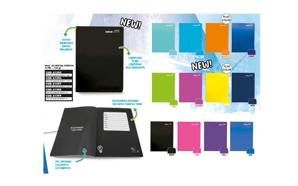 MAXI QUADERNI STRETCH TINTAUNITA - COPRENTE RIGATURE 5MM