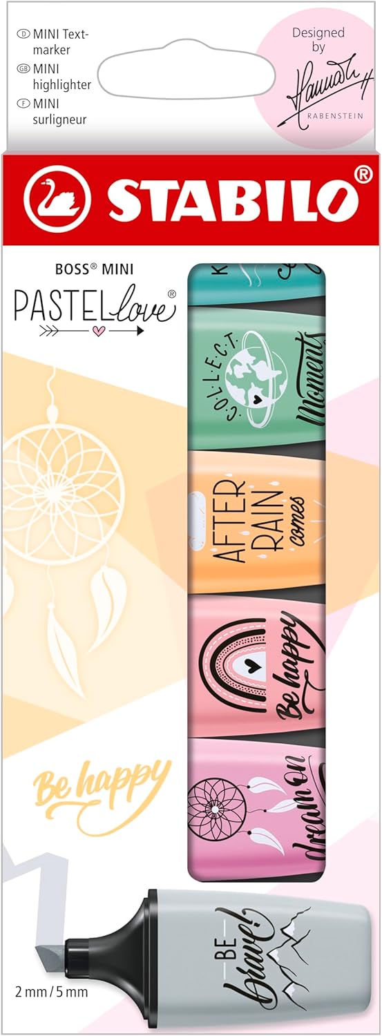 STABILO Evidenziatore BOSS MINI Pastellove 2.0 - Astuccio da 6 - Colori assortiti
