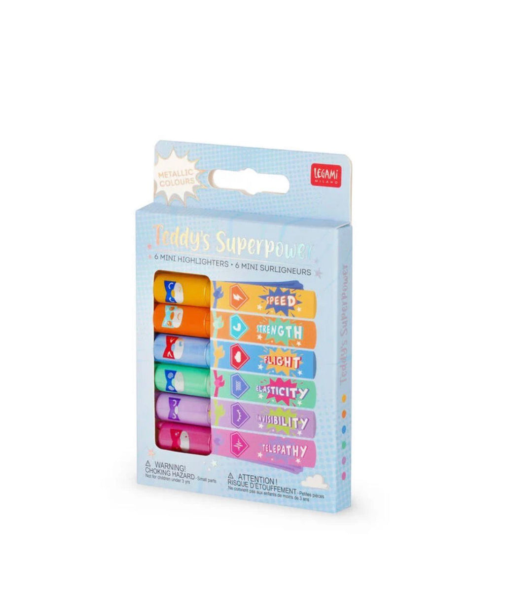 Set di 6 Mini Evidenziatori - Teddy's Superpower