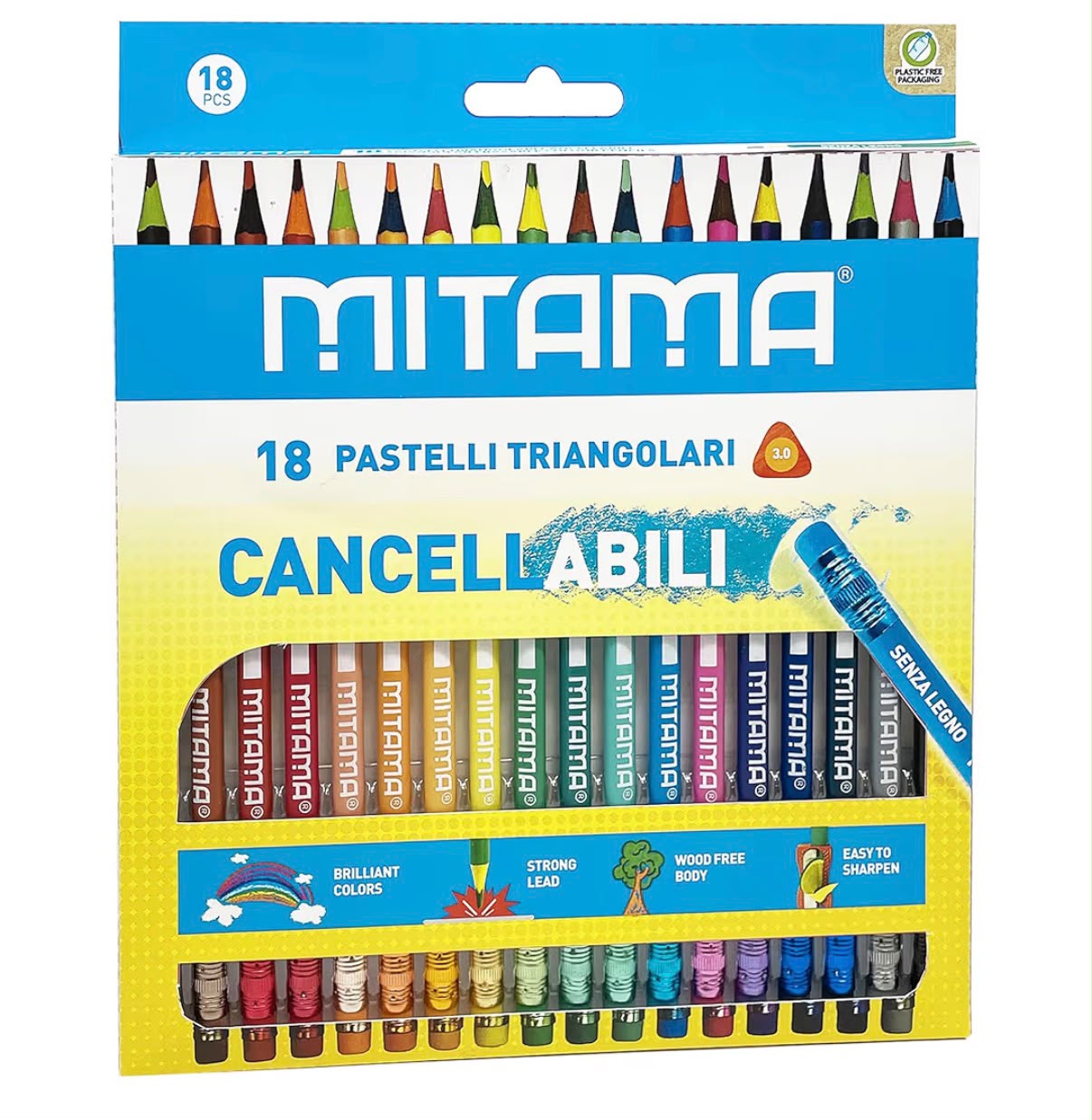 Pastelli Cancellabili Triangolari Mitama 18 Pezzi