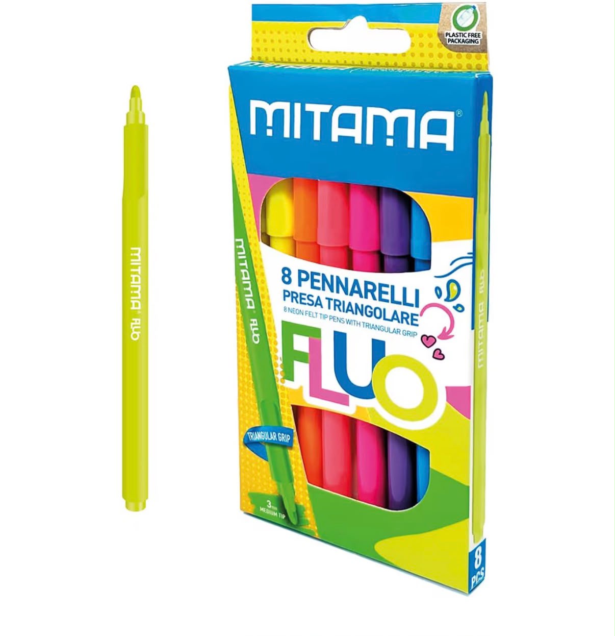 Pennarelli Extra Fluo Mitama Punta maxi  Superlavabili