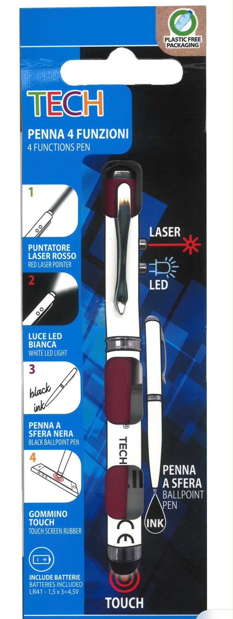 MITAMA PENNA TOUCH 4 FUNZIONI LASER LED TOUCH INKNERA