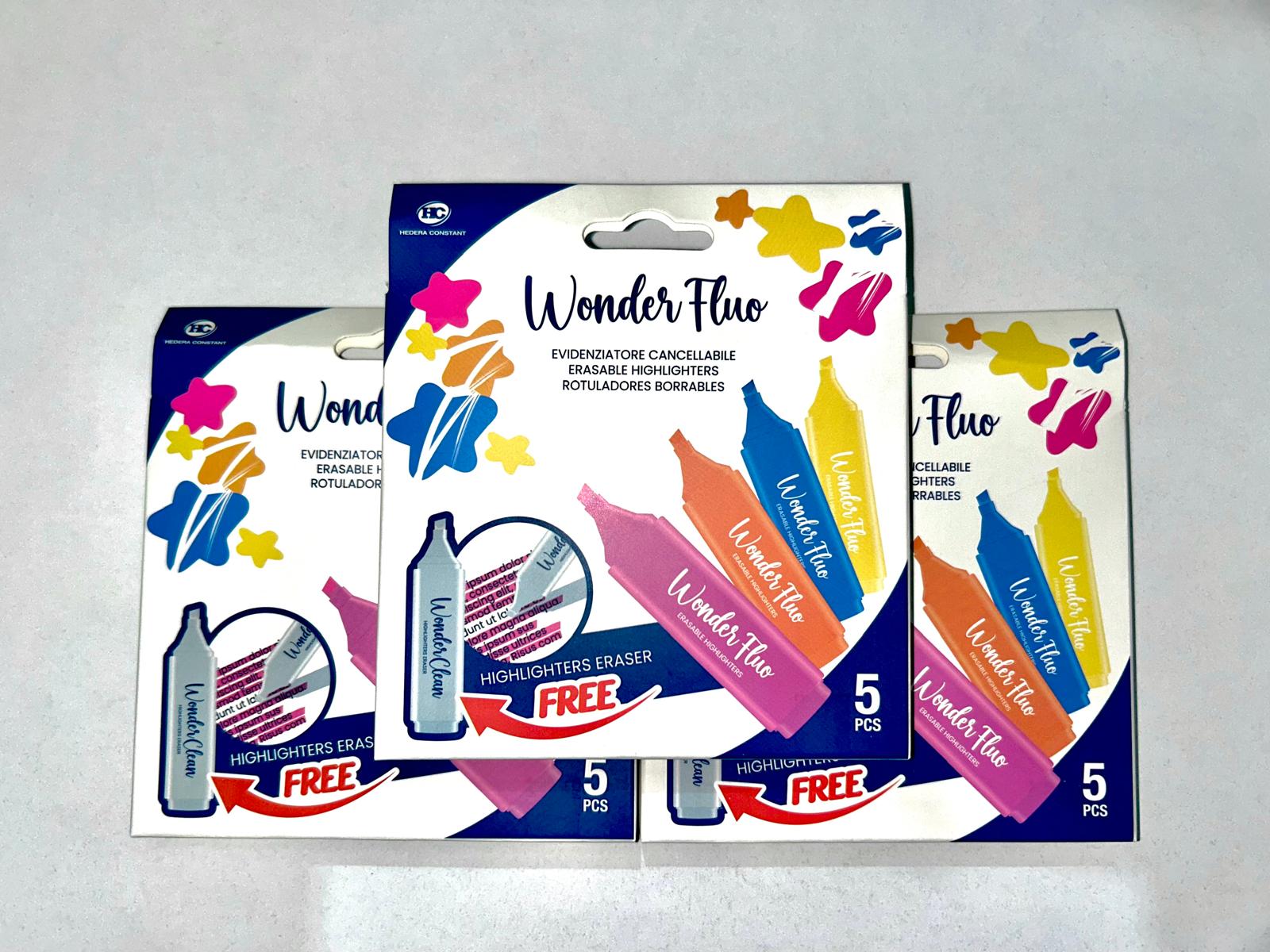5 evidenziatori cancellabili hc fluo