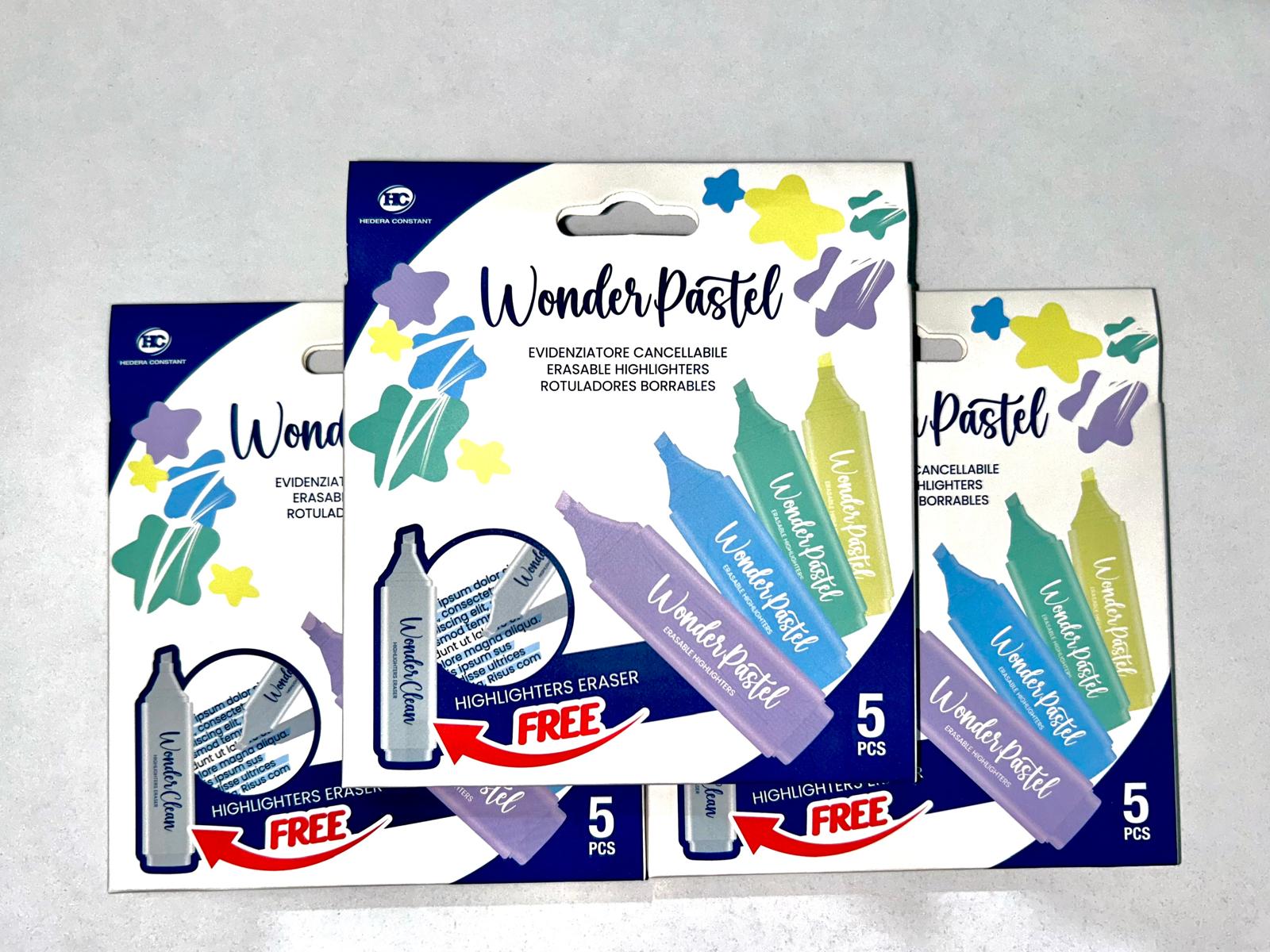 5 evidenziatori cancellabili hc pastel